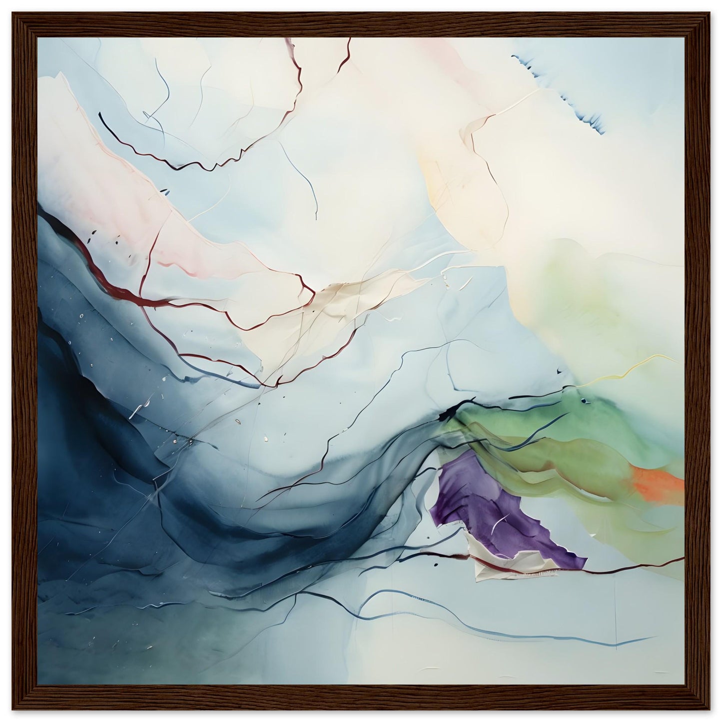 Ethereal Flow – Soft Abstract Watercolor Wall Art Print - Premium Matte Paper Wooden Framed Poster