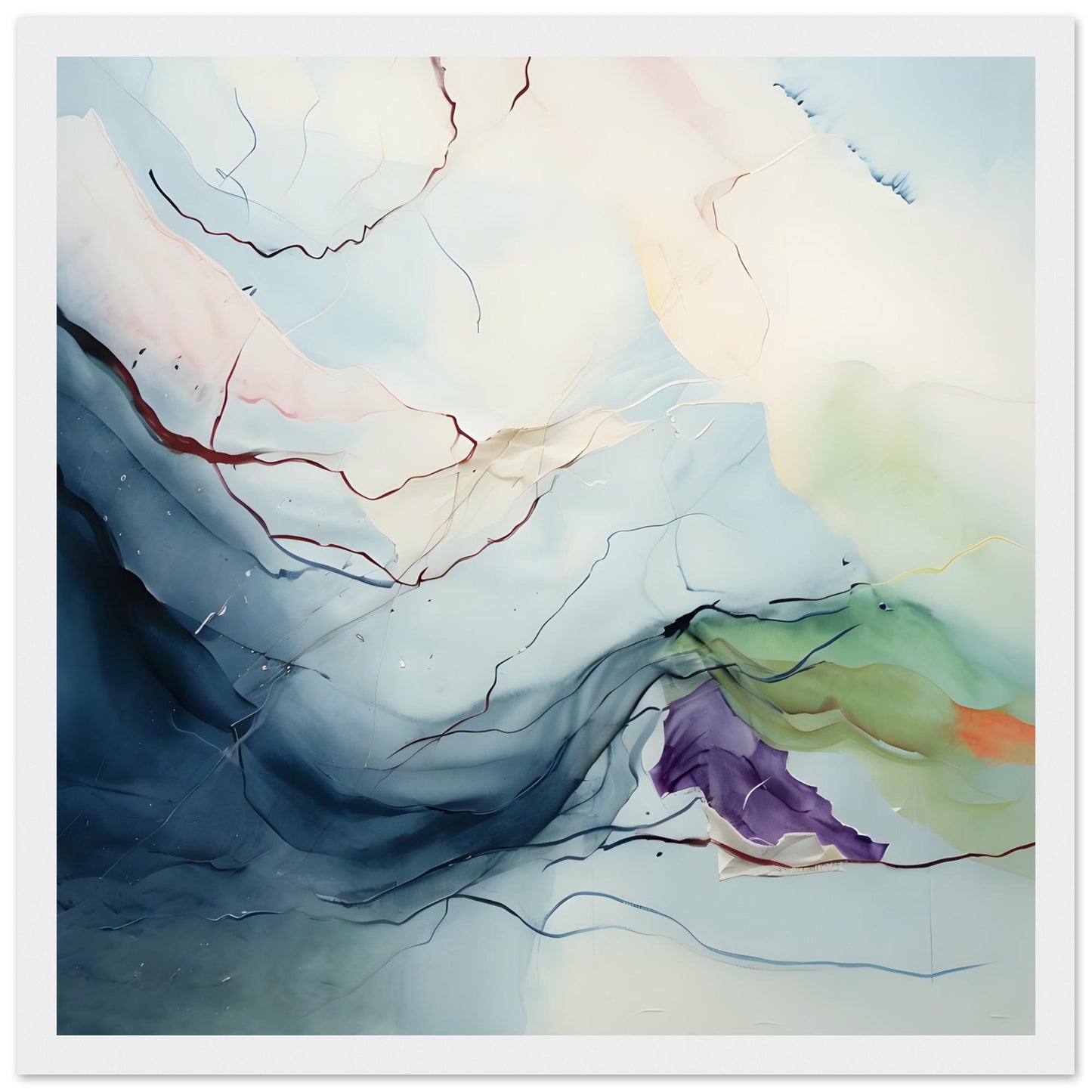 Ethereal Flow – Soft Abstract Watercolor Wall Art Print - Premium Matte Paper Wooden Framed Poster