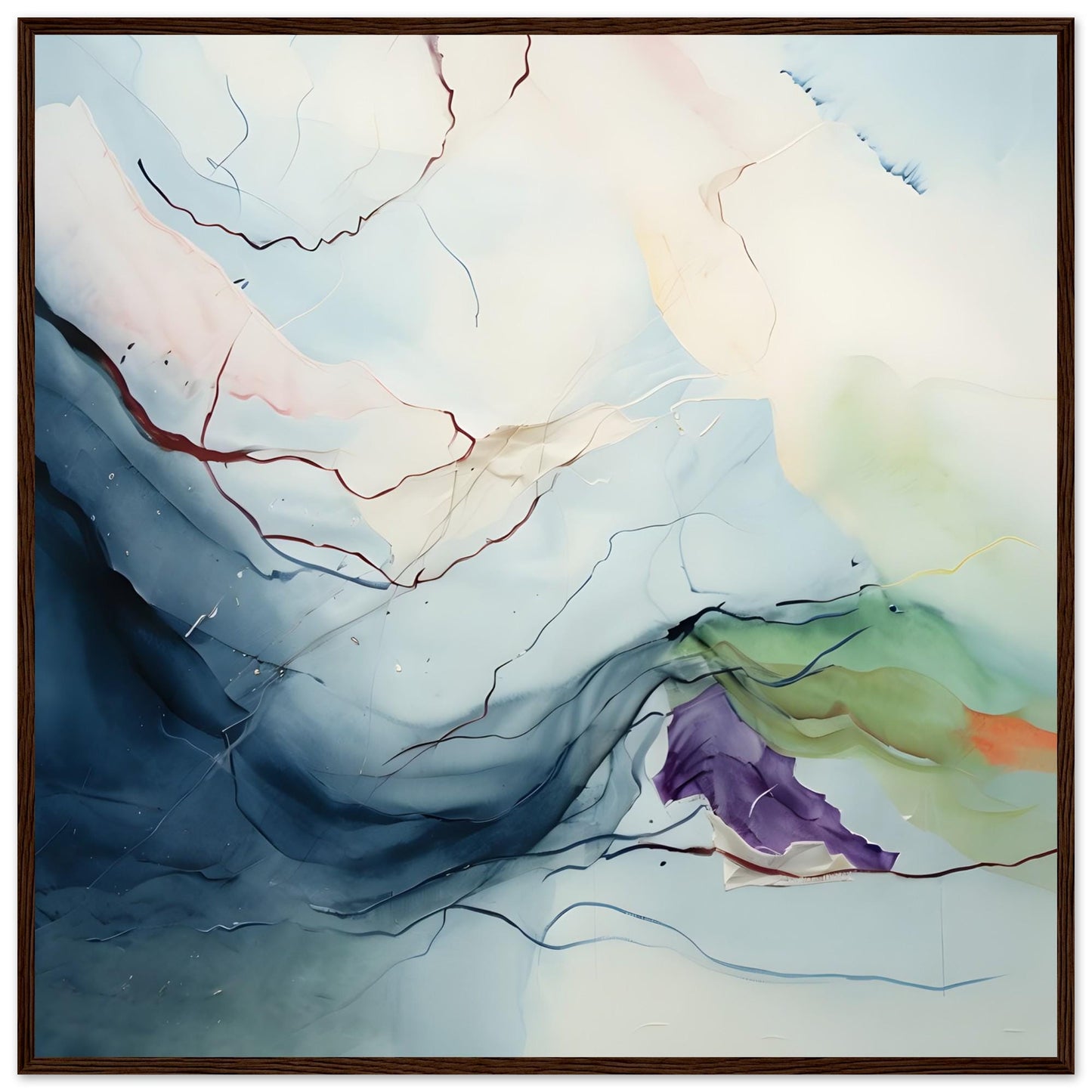 Ethereal Flow – Soft Abstract Watercolor Wall Art Print - Premium Matte Paper Wooden Framed Poster