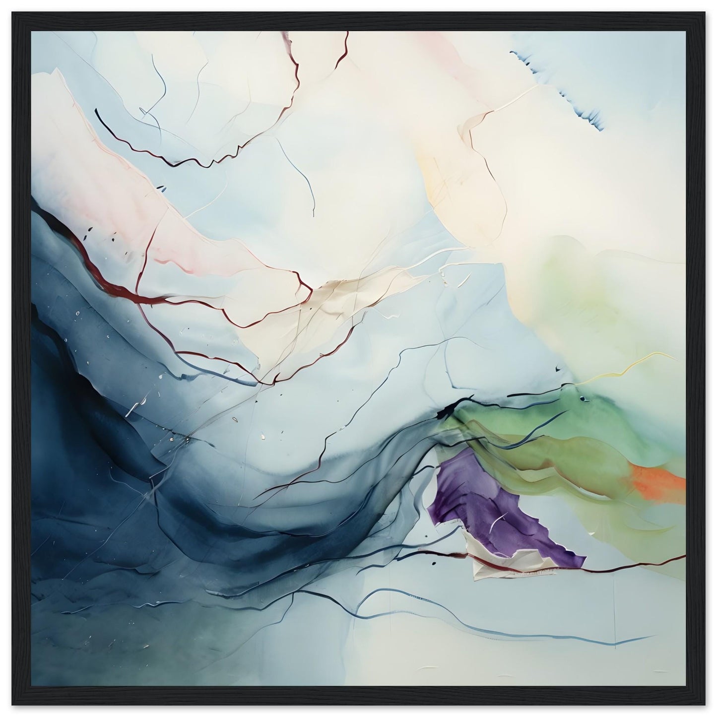 Ethereal Flow – Soft Abstract Watercolor Wall Art Print - Premium Matte Paper Wooden Framed Poster