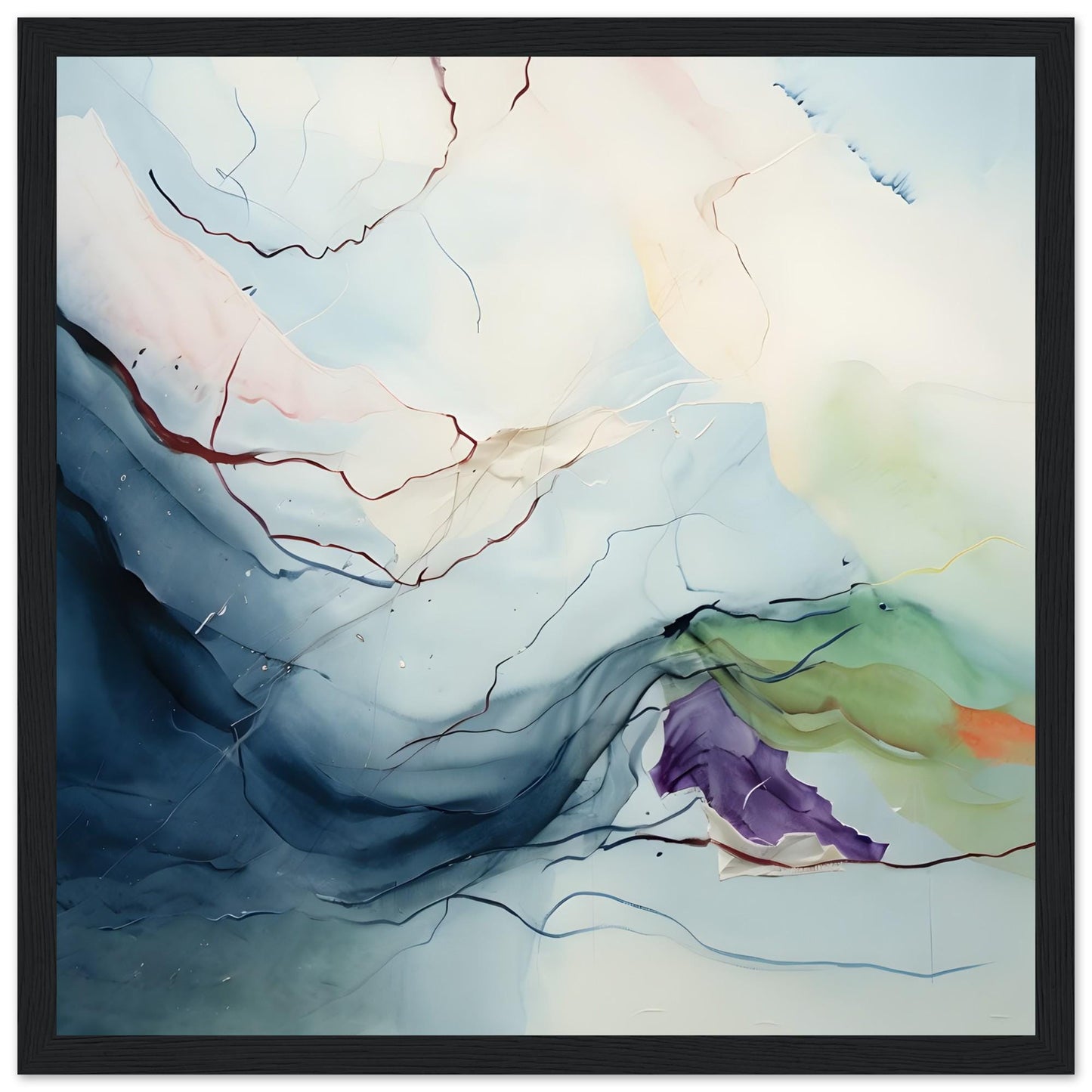 Ethereal Flow – Soft Abstract Watercolor Wall Art Print - Premium Matte Paper Wooden Framed Poster