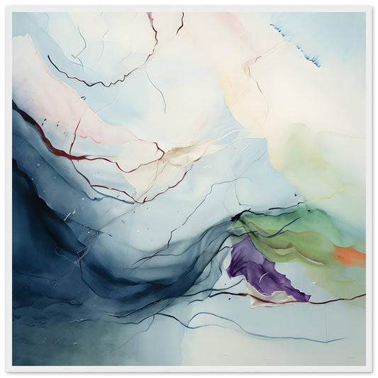 Ethereal Flow – Soft Abstract Watercolor Wall Art Print - Premium Matte Paper Wooden Framed Poster