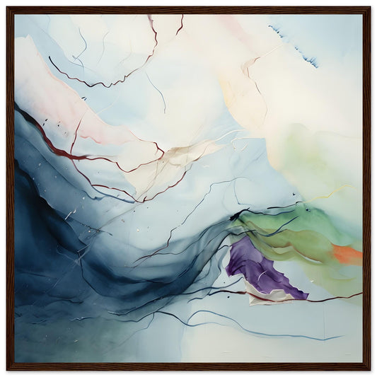 Ethereal Flow – Soft Abstract Watercolor Wall Art Print - Premium Matte Paper Wooden Framed Poster